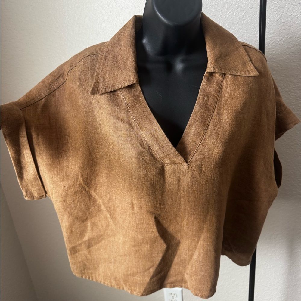 Banana Republic  Cruz Linen Utility Top Size Medium 100% Linen - Picture 5 of 12